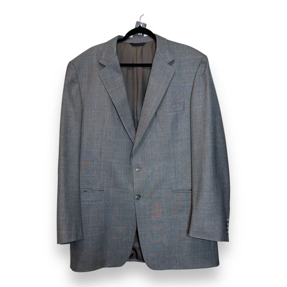 Burberry London Men's Measures 46XLG Wool Blazer Sports Coat Gray 2 Button